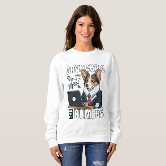 Niedlicher Korgi-Analyst, der die Zahlen ermittelt Sweatshirt (Vorne ganz)