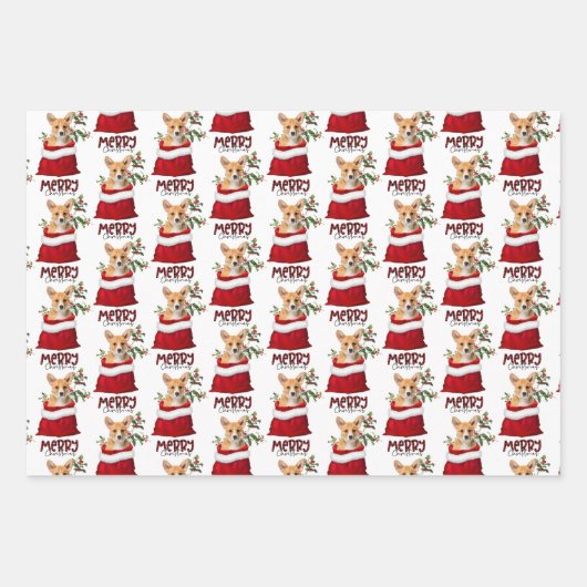 Niedlicher Korgi-Hund in der Holiday-Geschenktasch Geschenkpapier Set (Vorderseite)