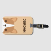 Niedlicher Korgi-Hund mit Personalisiertem Namen Gepäckanhänger (Vorderseite (Horizontal))