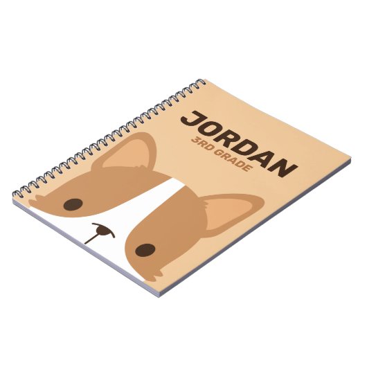 Niedlicher Korgi-Hund mit Personalisiertem Namen Notizblock (Linke Seite)