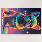 Niedlicher kosmischer Welpenhund Lebhafte Surreale Puzzle (Horizontal)