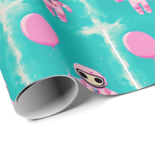 Niedlicher Kosmonaut perfekt, um das Geschenk zu v Geschenkpapier (Rolleneckpunkt)