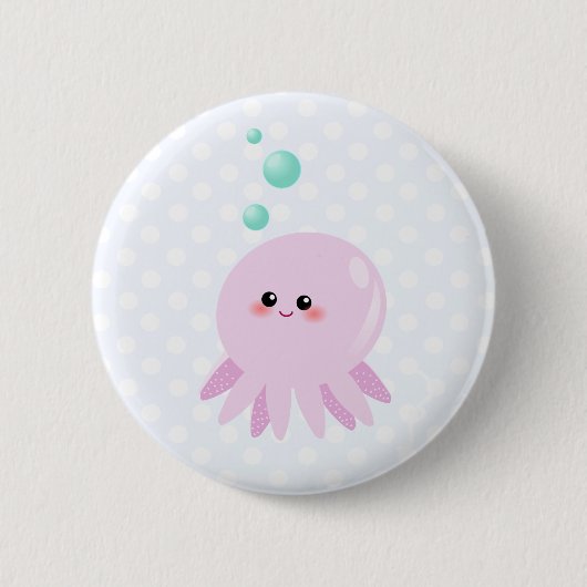 Niedlicher Kraken-Cartoon Button (Vorderseite)