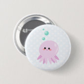Niedlicher Kraken-Cartoon Button (Vorne & Hinten)
