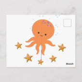 Niedlicher Kraken Cartoon Postkarte (Rückseite)