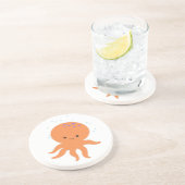 Niedlicher Kraken-Cartoon Sandstein Untersetzer (Seite)