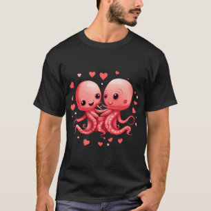 Niedlicher Kraken Herzens Valentinstag V-Tag Funny T-Shirt