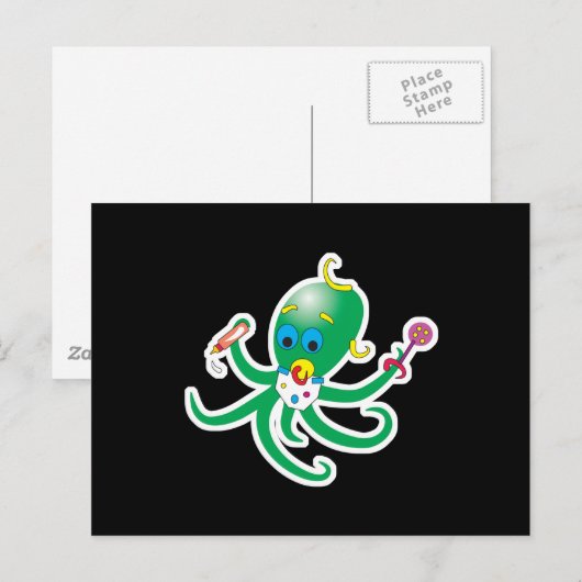 niedlicher Kraken Postkarte (Vorne/Hinten)