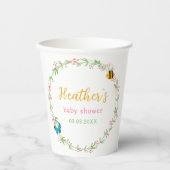 Niedlicher Kranz, Biene & Butterfly Babydusche Pappbecher (Vorderseite)