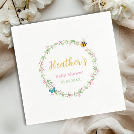 Niedlicher Kranz, Biene & Butterfly Babydusche Serviette