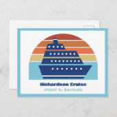 Niedlicher Kreuzfahrtschiff Familienreise Sonnenun Postkarte (Vorne/Hinten)