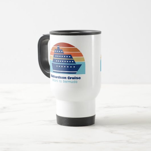 Niedlicher Kreuzfahrtschiff Familienreise Sonnenun Reisebecher (Vorderseite Links)