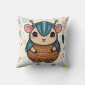 Niedlicher Krieger Armadillo in einer Blumendrucke Kissen (Rückseite)