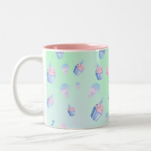 niedlicher Kuchen Süße Meerjungfrau Geburtstagspar Zweifarbige Tasse