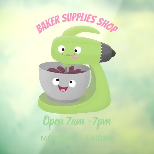 Niedlicher Kuchenmischer Cartoon Fensteraufkleber (Blatt 3)