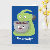 Niedlicher Kuchenmischer Cartoon Karte (Gelbe Blume)