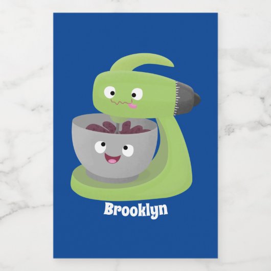 Niedlicher Kuchenmischer Cartoon Lebensmitteletikett (Einzelnes Label)