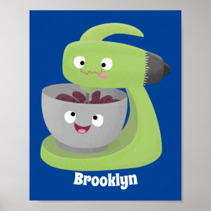 Niedlicher Kuchenmischer Cartoon Poster