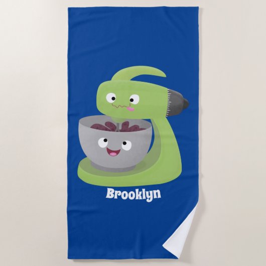 Niedlicher Kuchenmischer Cartoon Strandtuch (Vorderseite)