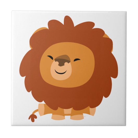 Niedlicher, kuddeliger Cartoon Lion Tile Fliese (Vorderseite)