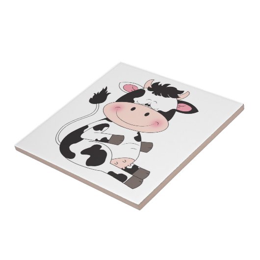 Niedlicher Kuh-Cartoon Fliese (Seite)