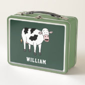 Niedlicher Kuh Personalisierter Individuelle Name Metall Brotdose (Vorderseite)