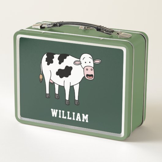 Niedlicher Kuh Personalisierter Individuelle Name Metall Brotdose (Rückseite)
