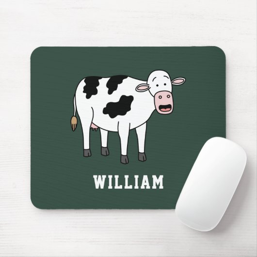 Niedlicher Kuh Personalisierter Individuelle Name Mousepad (Mit Mouse)