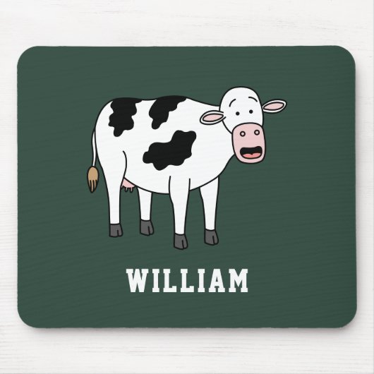 Niedlicher Kuh Personalisierter Individuelle Name  Mousepad (Vorne)