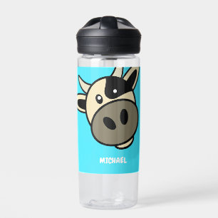 Niedlicher Kuhkopf Monogram, Simple Cartoon Name Trinkflasche