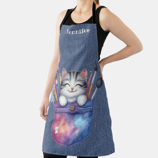 Niedlicher Künstler Tabby Cat All-over Print-Schür Schürze (InSitu)