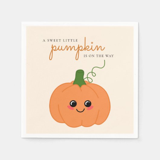 Niedlicher Kürbis auf die Herbstdusche Serviette (Vorderseite)