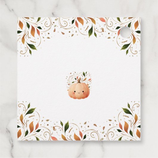 Niedlicher Kürbis auf die Way Fall Babydusche Geschenkanhänger (Rückseite)