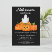 Niedlicher Kürbis auf Kinderdusche Einladung (Stehend Vorderseite)