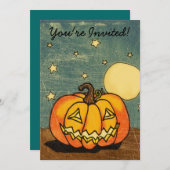 Niedlicher Kürbis gegen Mondeinladungen Einladung (Vorne/Hinten)