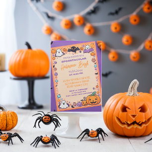 Niedlicher Kürbis Halloween Bash Orange Lila Einladung