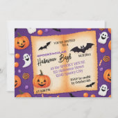 Niedlicher Kürbis Halloween Bash Orange Lila Einladung (Vorderseite)