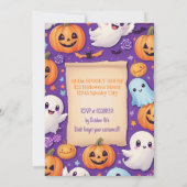 Niedlicher Kürbis Halloween Bash Orange Lila Einladung (Rückseite)