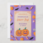 Niedlicher Kürbis Halloween Bash Orange Lila Einladung (Vorderseite)