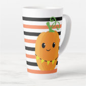 Niedlicher Kürbis Halloween Fall Orange Black Stri Milchtasse (Rechte Ecke)