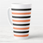 Niedlicher Kürbis Halloween Fall Orange Black Stri Milchtasse (Linke Ecke)