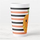 Niedlicher Kürbis Halloween Fall Orange Black Stri Milchtasse (Vorderseite)