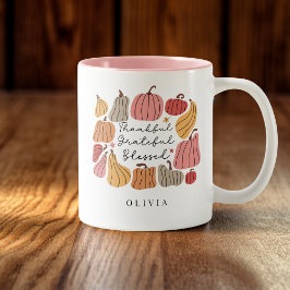 Niedlicher Kürbis Herbst Personalisiert Zweifarbige Tasse