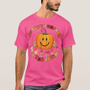 Niedlicher Kürbis im Pflaster Retro-Herbstpumpe T-Shirt