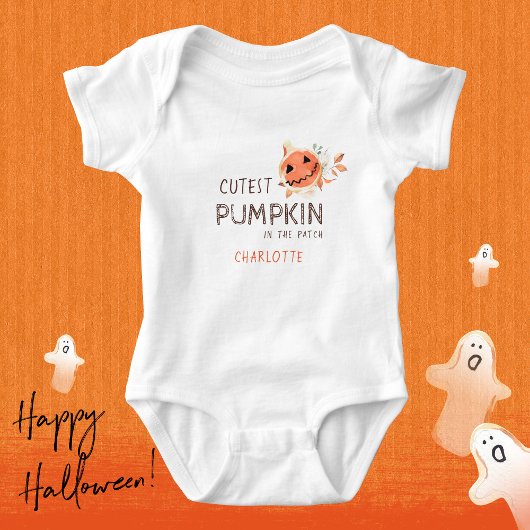 🎃 Niedlicher Kürbis in das Patch Handgezeichnete  Baby Strampler