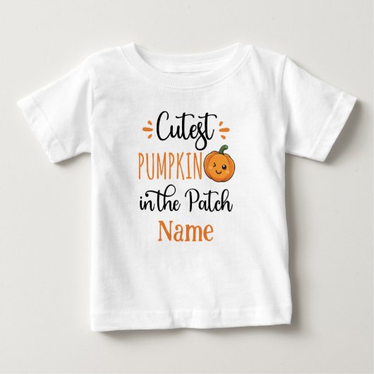 Niedlicher Kürbis in den Patch Personalisiert Baby T-shirt (Vorderseite)