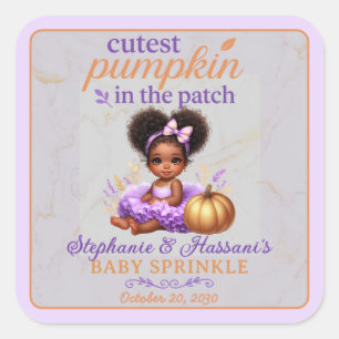Niedlicher Kürbis in die Patch Afro Baby Girl Dusc Quadratischer Aufkleber