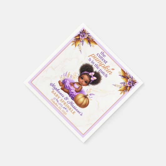 Niedlicher Kürbis in die Patch Afro Baby Girl Dusc Serviette (Ecke)