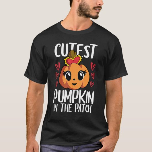 Niedlicher Kürbis in die Patchkid-Girls Halloween T-Shirt (Vorderseite)