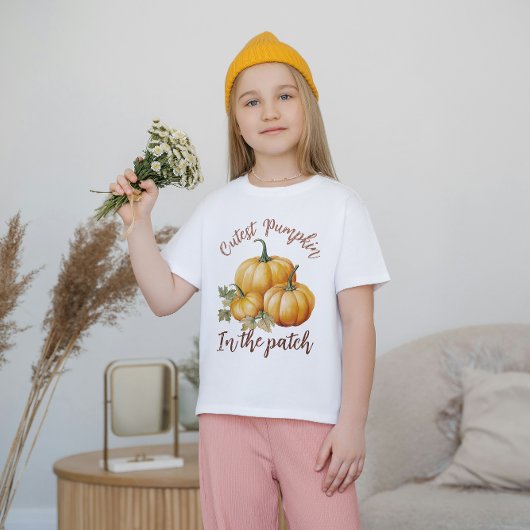 Niedlicher Kürbis in die Patsche, Herbst-Kinder T-Shirt